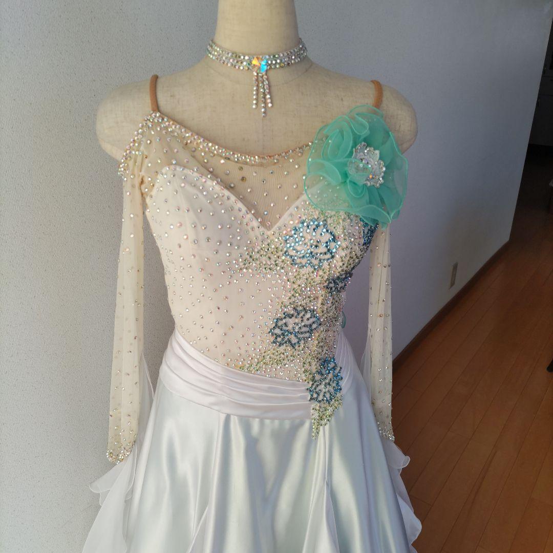 社交ダンス用ドレス ホワイトと水色