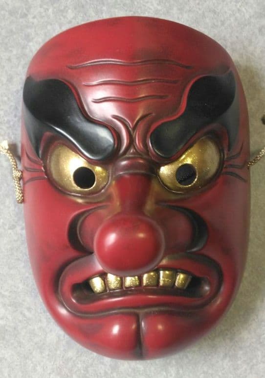 小天狗　翁面の能面　お面　２点セット