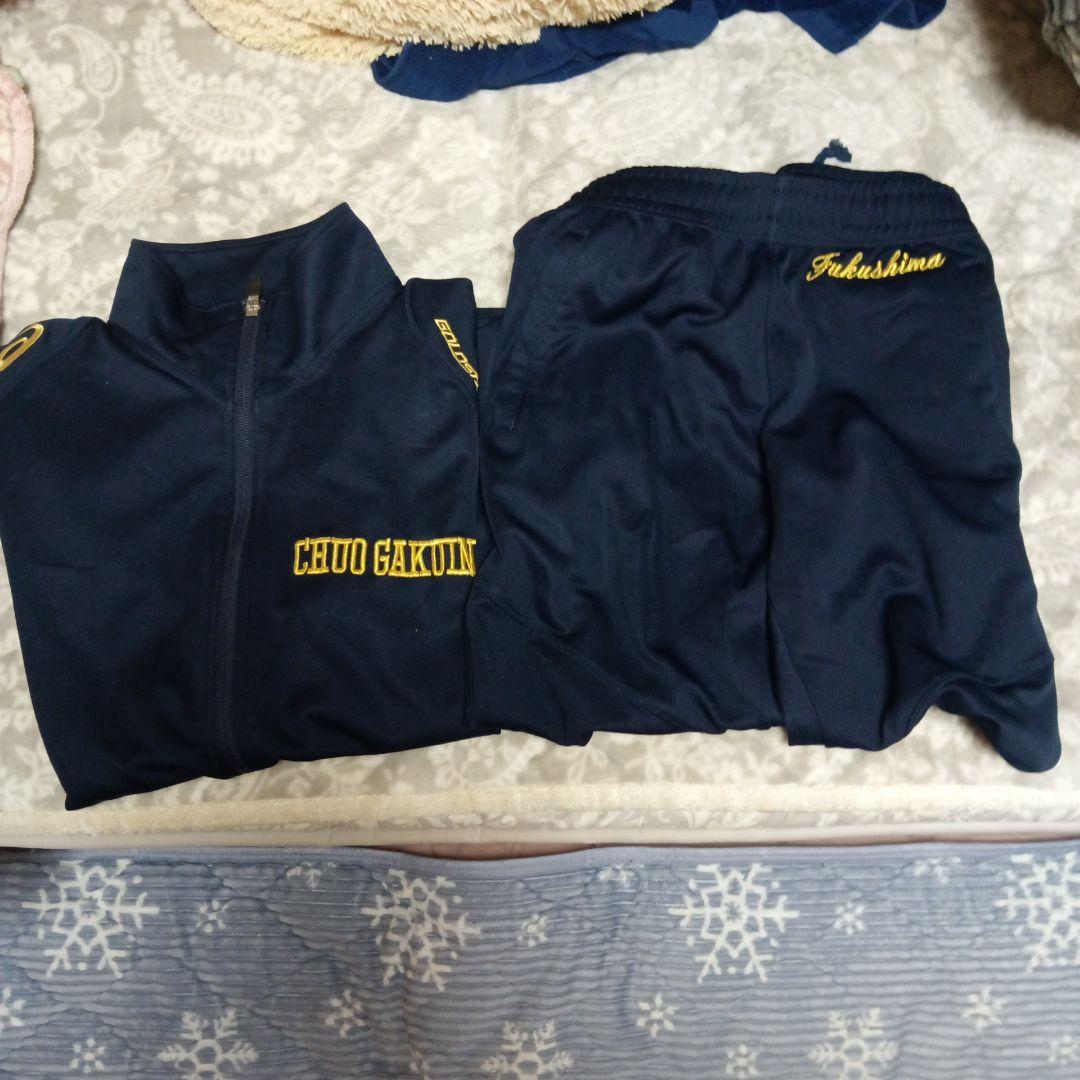 アシックス千葉中央学院 セットアップ ジャージ ＆ロングパンツネイビー Lサイズ