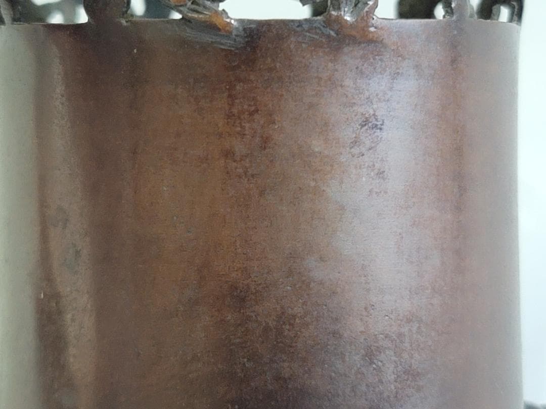 DT309 古い 中国 古銅 筆筒 宣徳年製