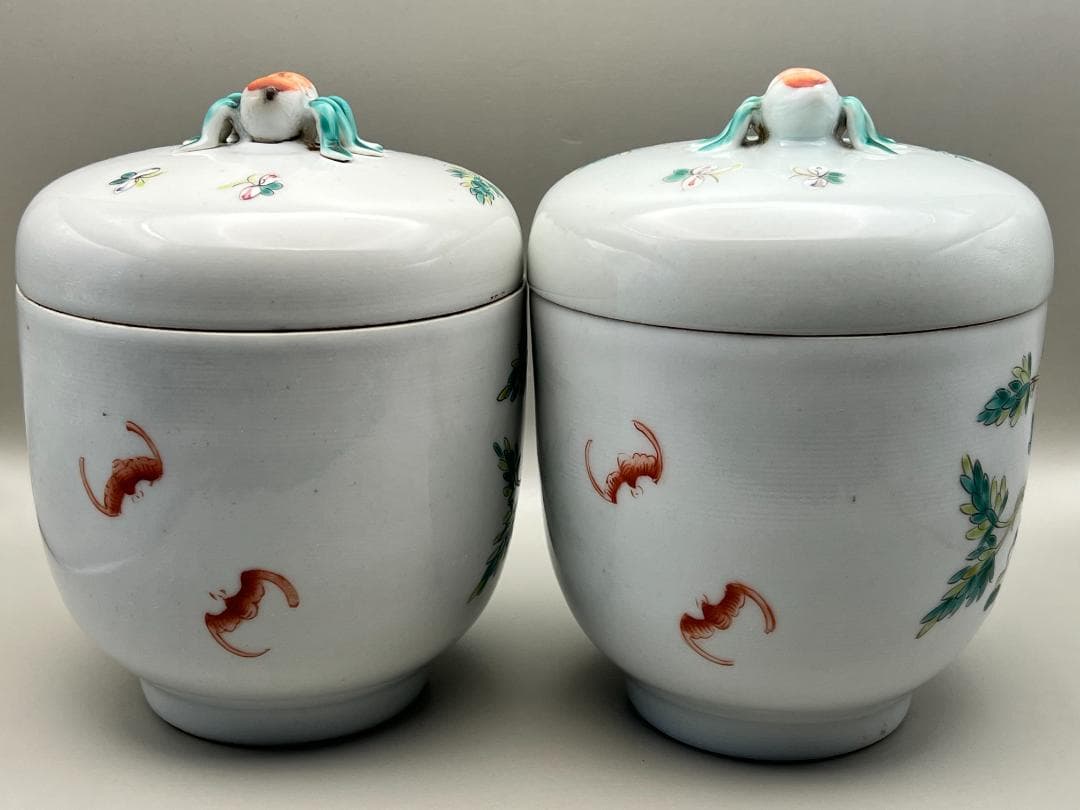 スペード　粉彩茶壺①　牡丹福寿文　同治年製在印　骨董品 時代品 中国美術