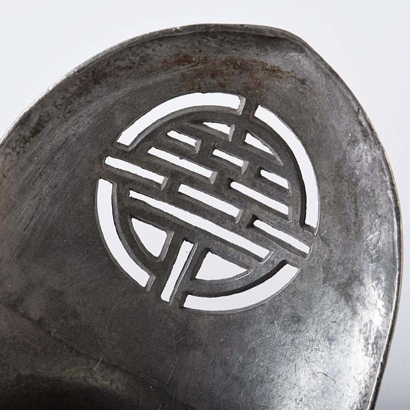煎茶道具　古錫　鮎銅銘　透かし喜字文　木瓜式　茶托　五客　D　R8421