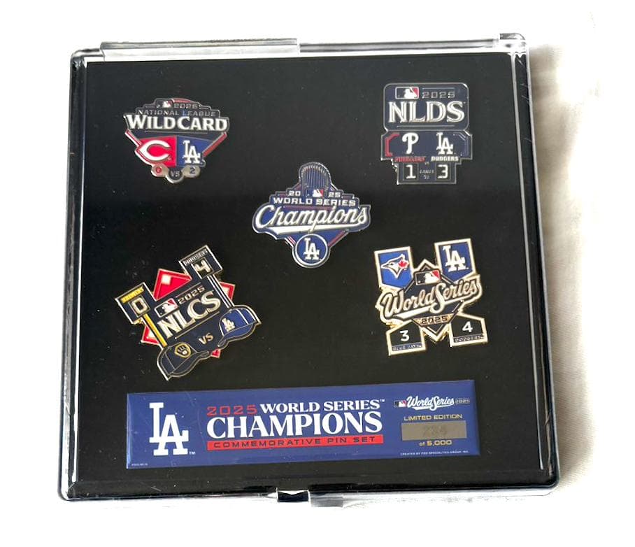[5000個限定]2025 ドジャース世界一記念 ピンバッジ 5点セットケース付