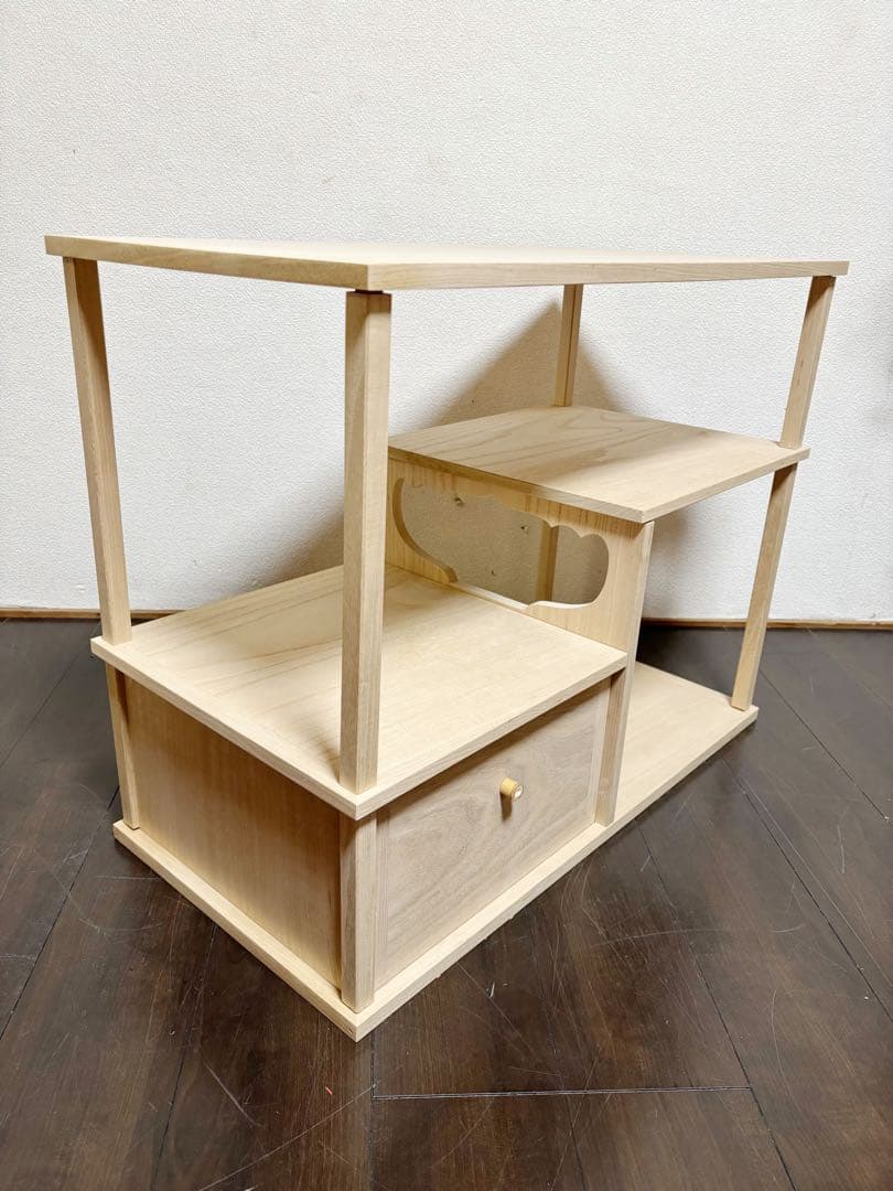 未使用 茶道具 清峯作 桐木地 利休袋棚 志野棚 組立式 炉用 点前棚 紙箱