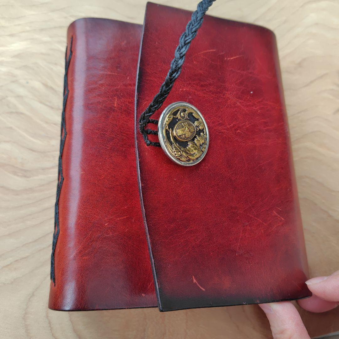 レザー製手縫いノート 赤　レザー　ノート アンティーク ライティングショップ