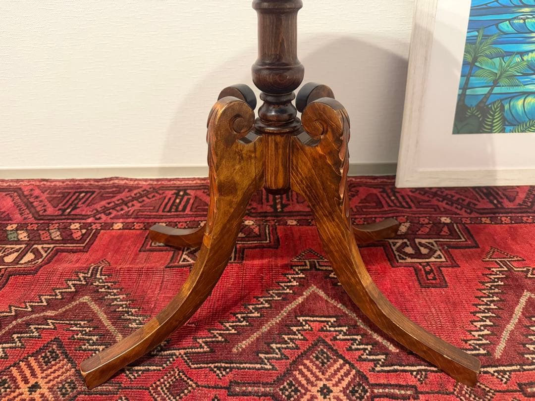 西洋アンティーク サイドテーブル マホガニー材 カフェテーブル 猫脚