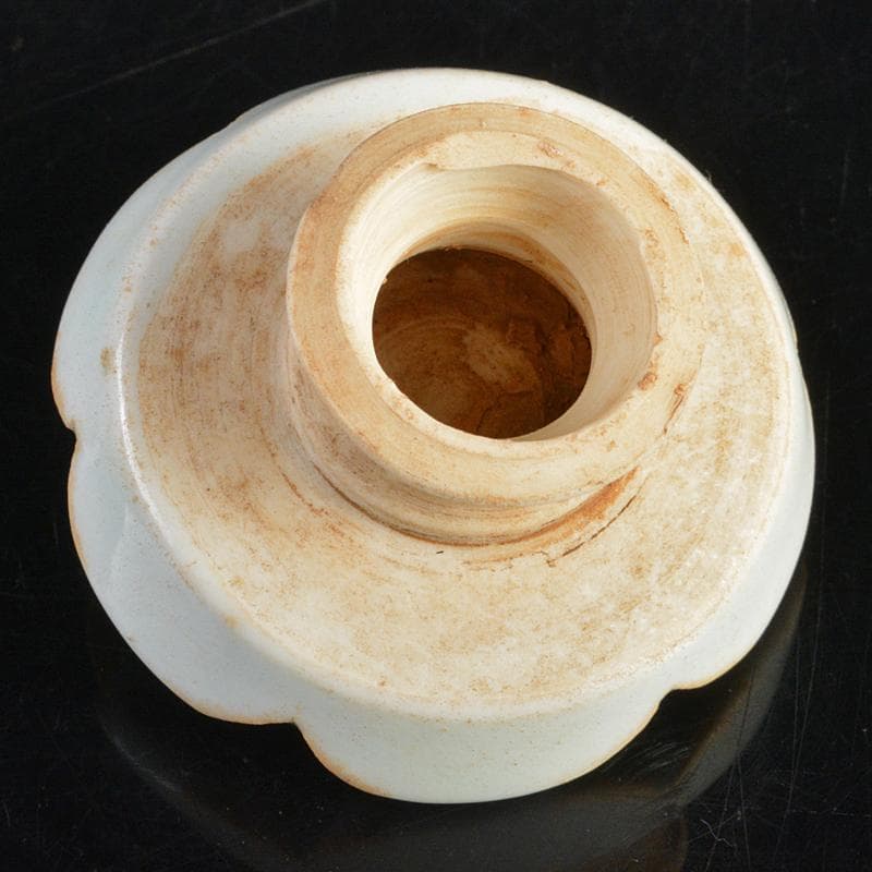 中国　影青　青白釉　陽刻　花文　双耳蓋瓶　M　7266E