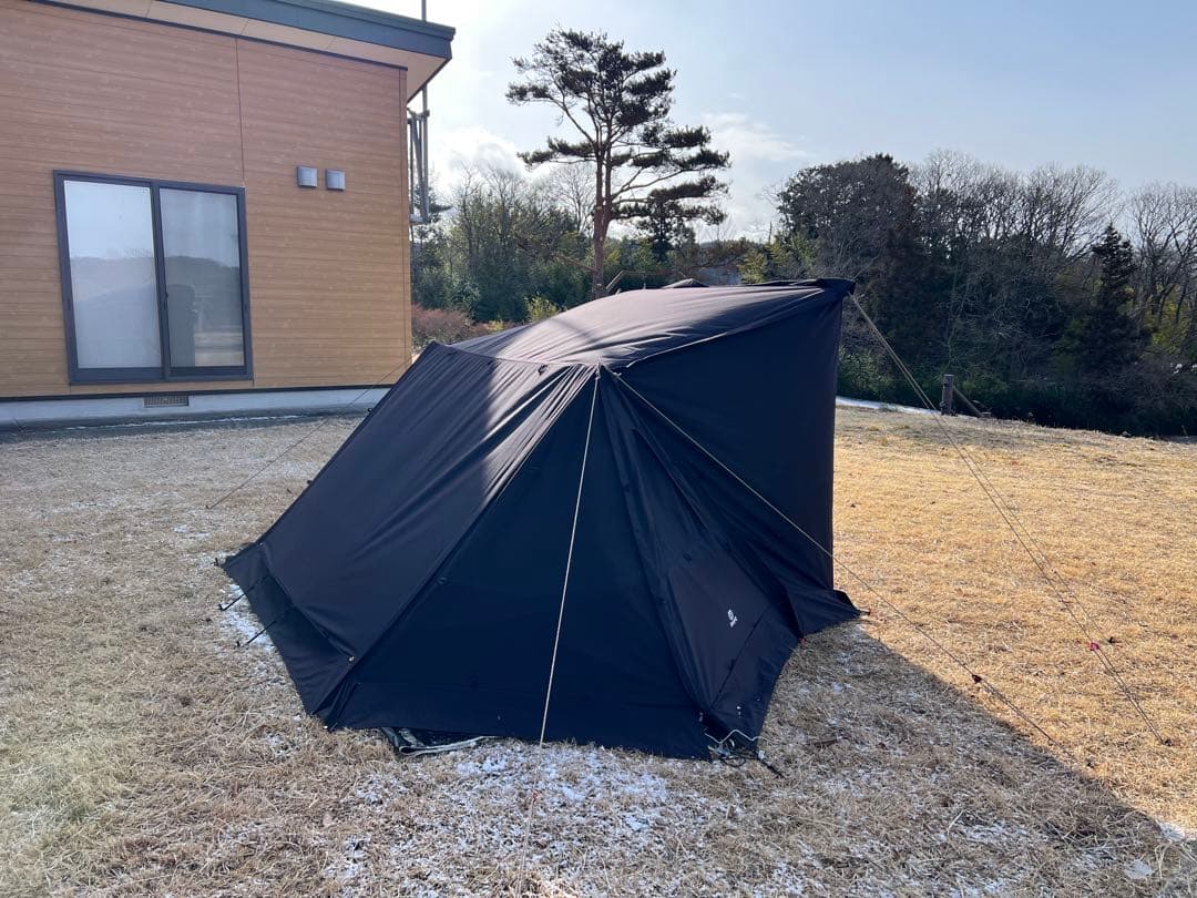 G.Gパップテント2.0ブラック 前幕二股ポール グランドシートセット