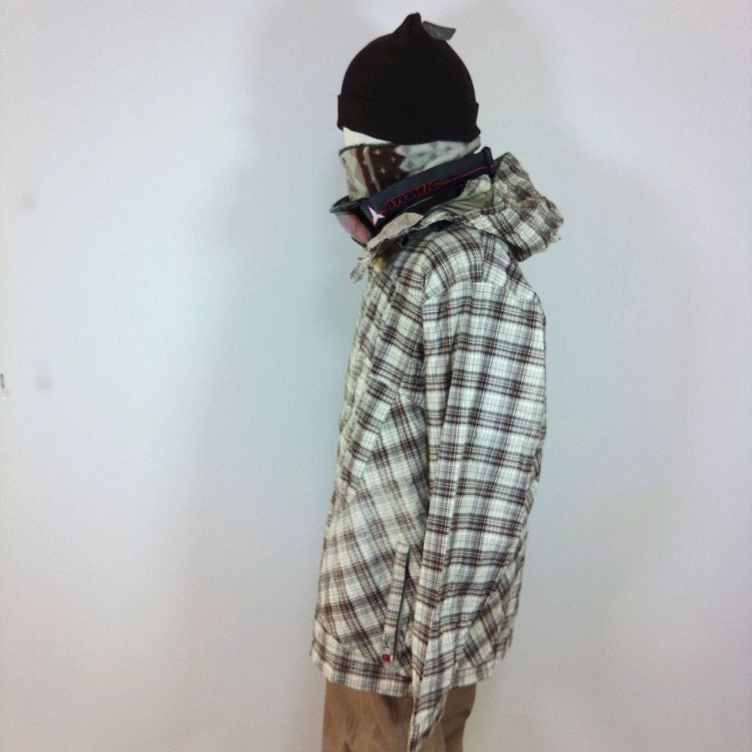 クイックシルバー　メンズ　XL　スノーボードウェア　上下　ベージュ　チェック柄