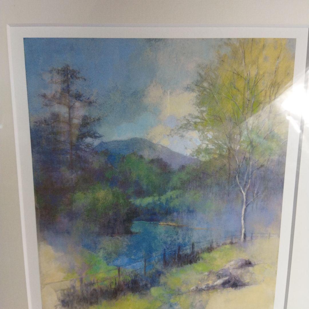 柳井貴光　風景画 初夏　軽井沢　千ケ滝　フレーム付き