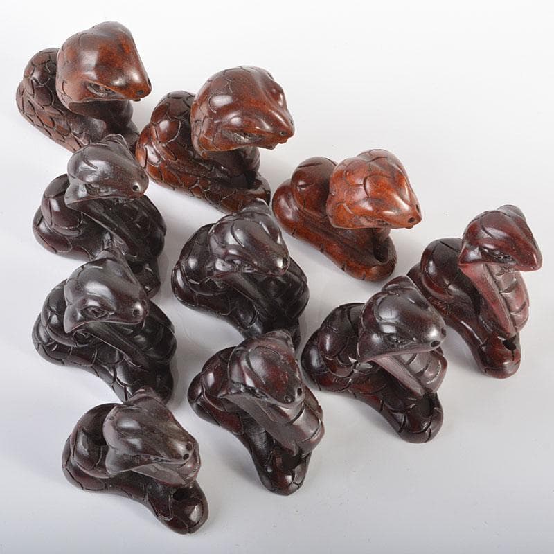 時代提げ物　木彫　蛇　置物　根付　10点まとめて　M　R6166