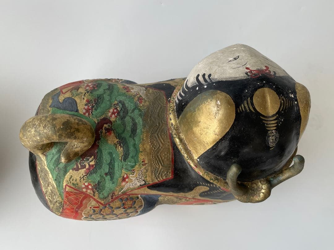 【江戸期】犬筥 一対 大型 24cm 彩色金彩 古美術 骨董品 有職飾り 希少品