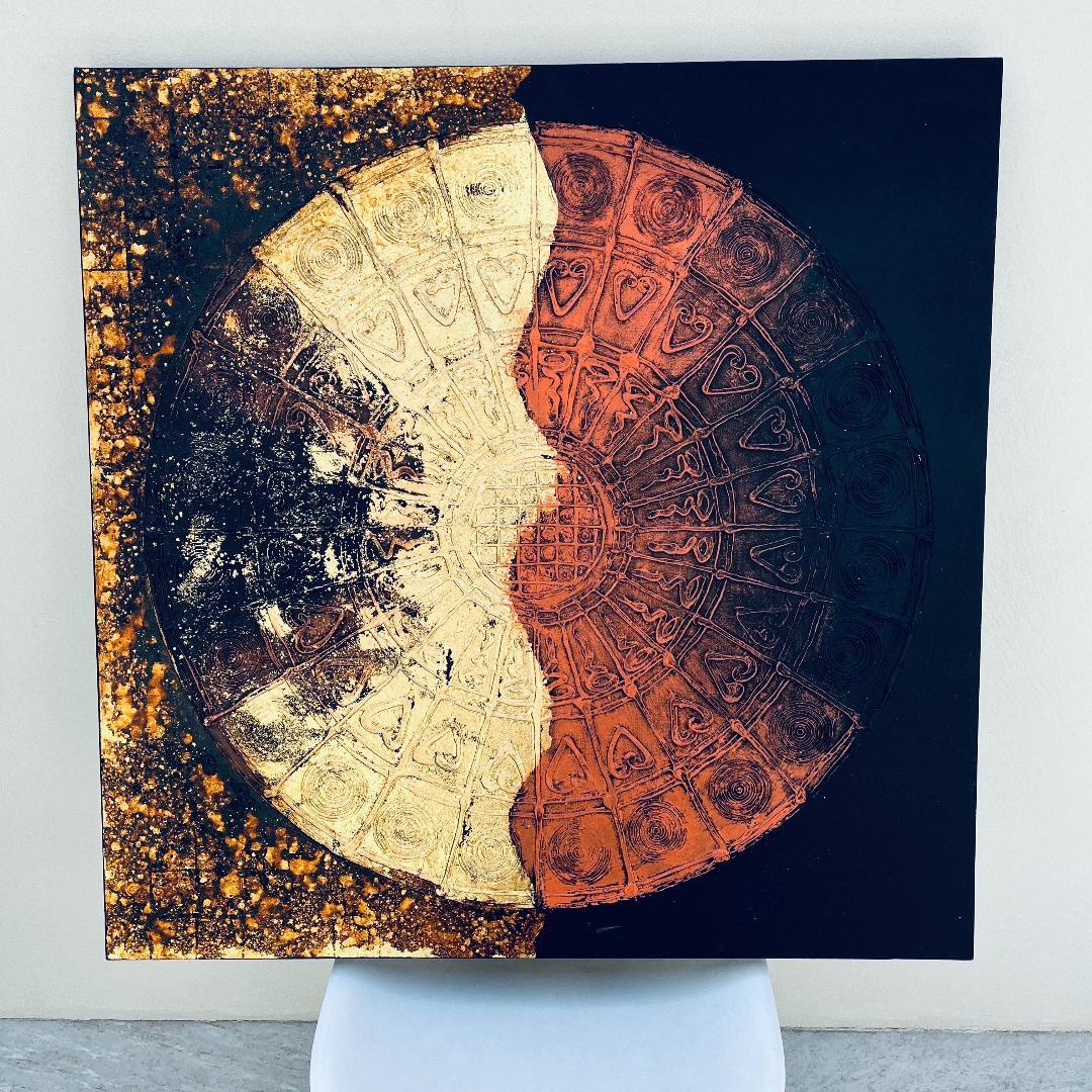 壁掛けアートインテリア モダン現代アート作品 大きな絵 90cm×90cm