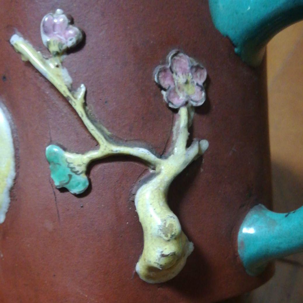 宜興紫砂　梅花壷