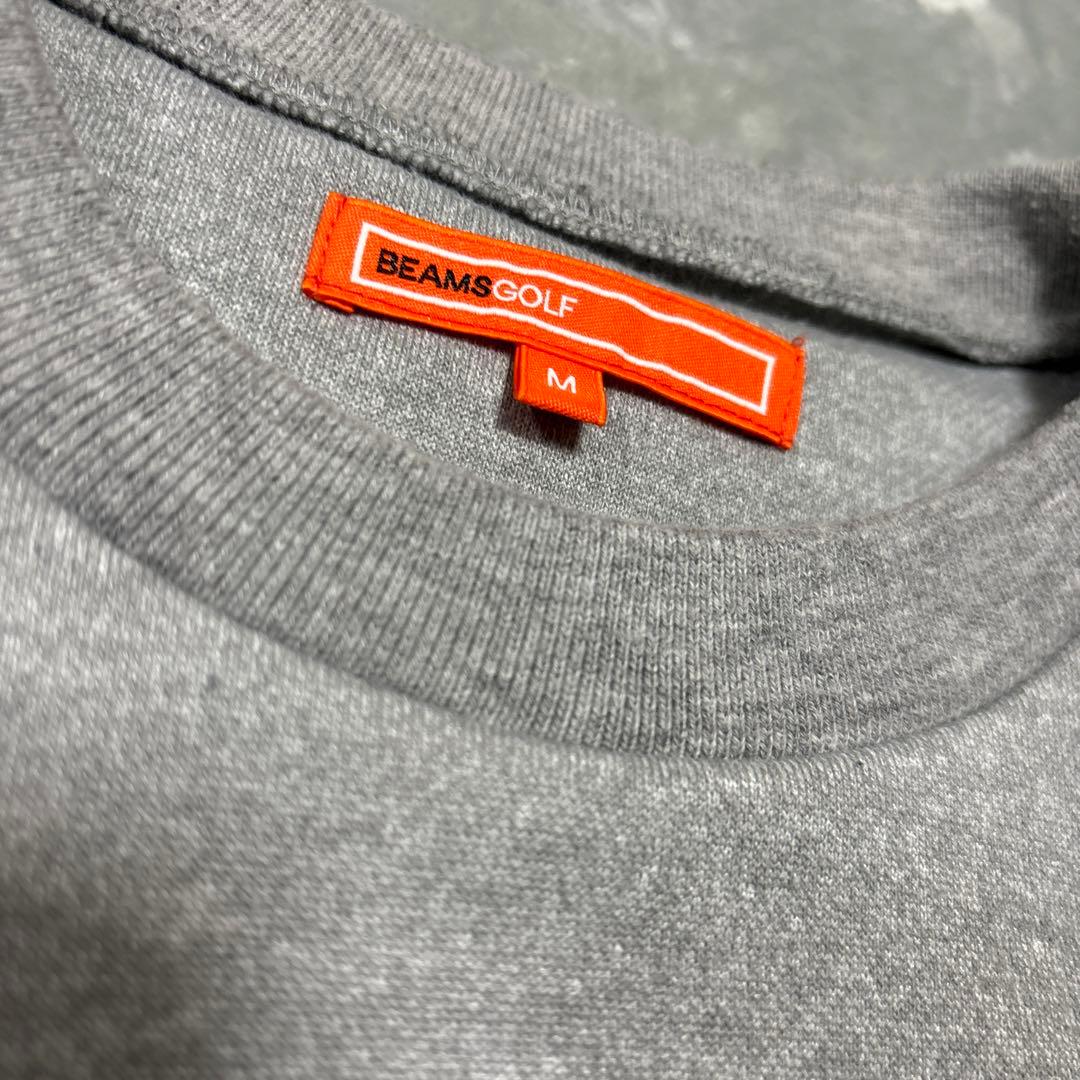 【ビームスゴルフ】秋冬 ロゴネーム×袖ロゴ 長袖ゴルフトレーナー グレー M