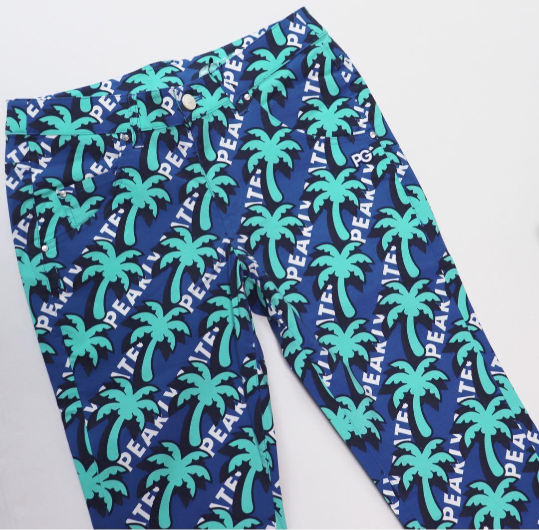 《パーリーゲイツ》新品 パームツリー総柄 ストレッチゴルフパンツ 1(W73)