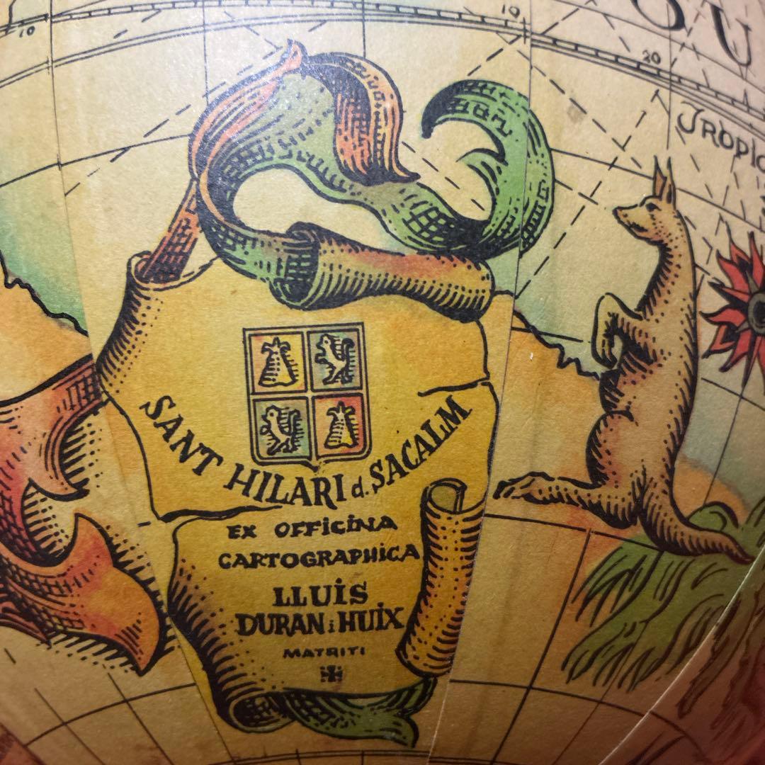 美品　スペイン製　高級インテリア　ビンテージ 地球儀 木製スタンド　回転可