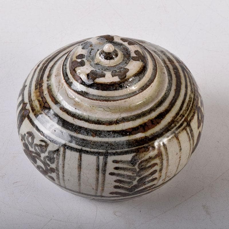 タイ古陶磁　スンコロク　宋胡録　香合　蓋物　時代箱　V　R8148