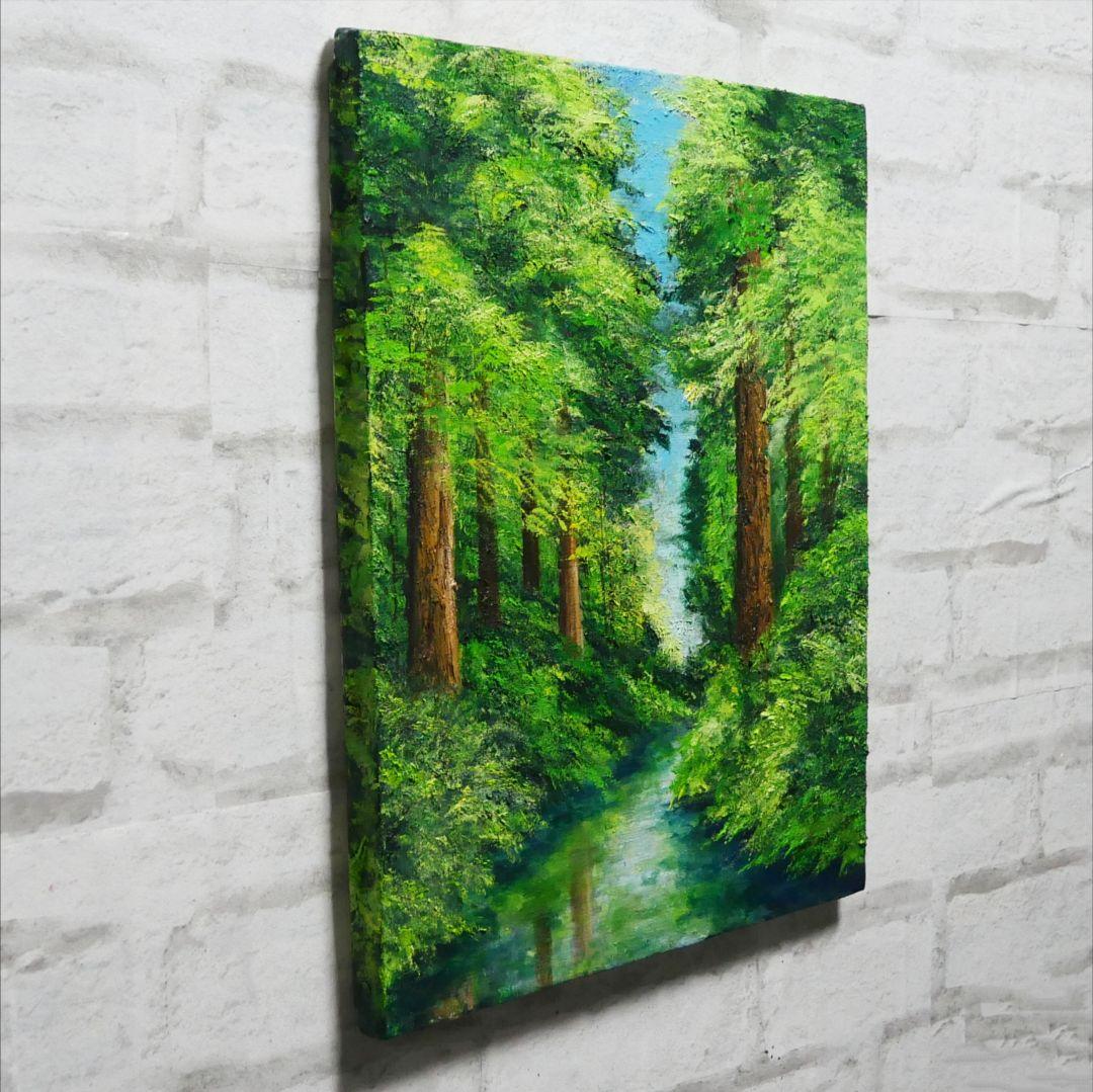 油絵 油彩 油彩画 絵 絵画 【新緑と川】F8号