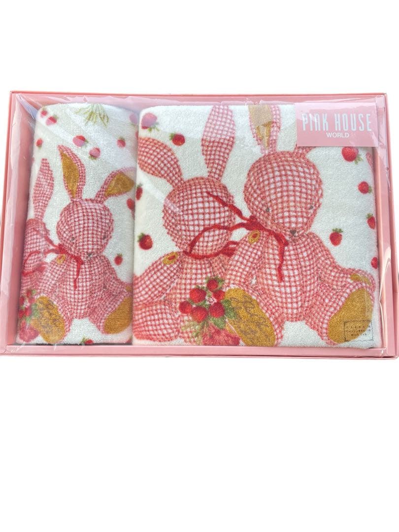 希少　激レア　ピンクハウス ギンガムうさぎ バスタオル　ウォッシュタオル セット