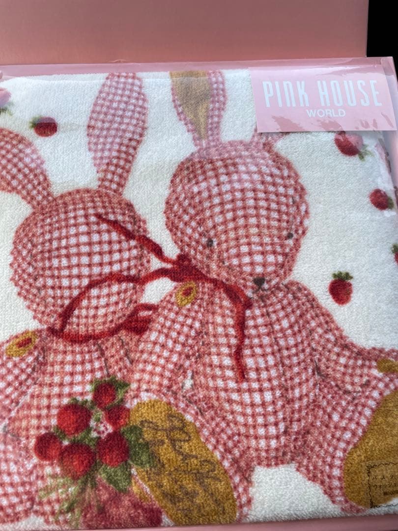 希少　激レア　ピンクハウス ギンガムうさぎ バスタオル　ウォッシュタオル セット