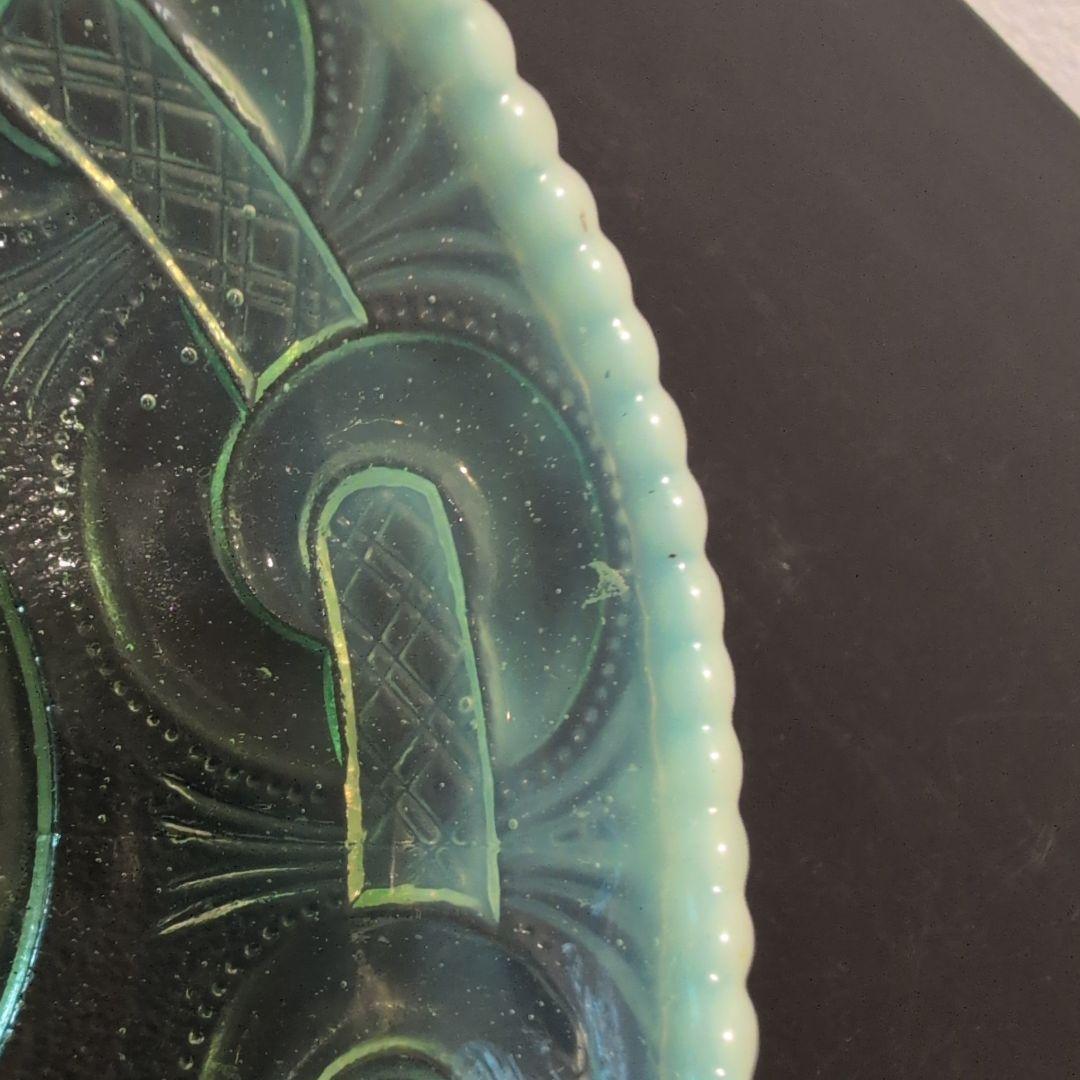 最終値下げ　ウランガラス　渦つなぎ紋　鉢　3客