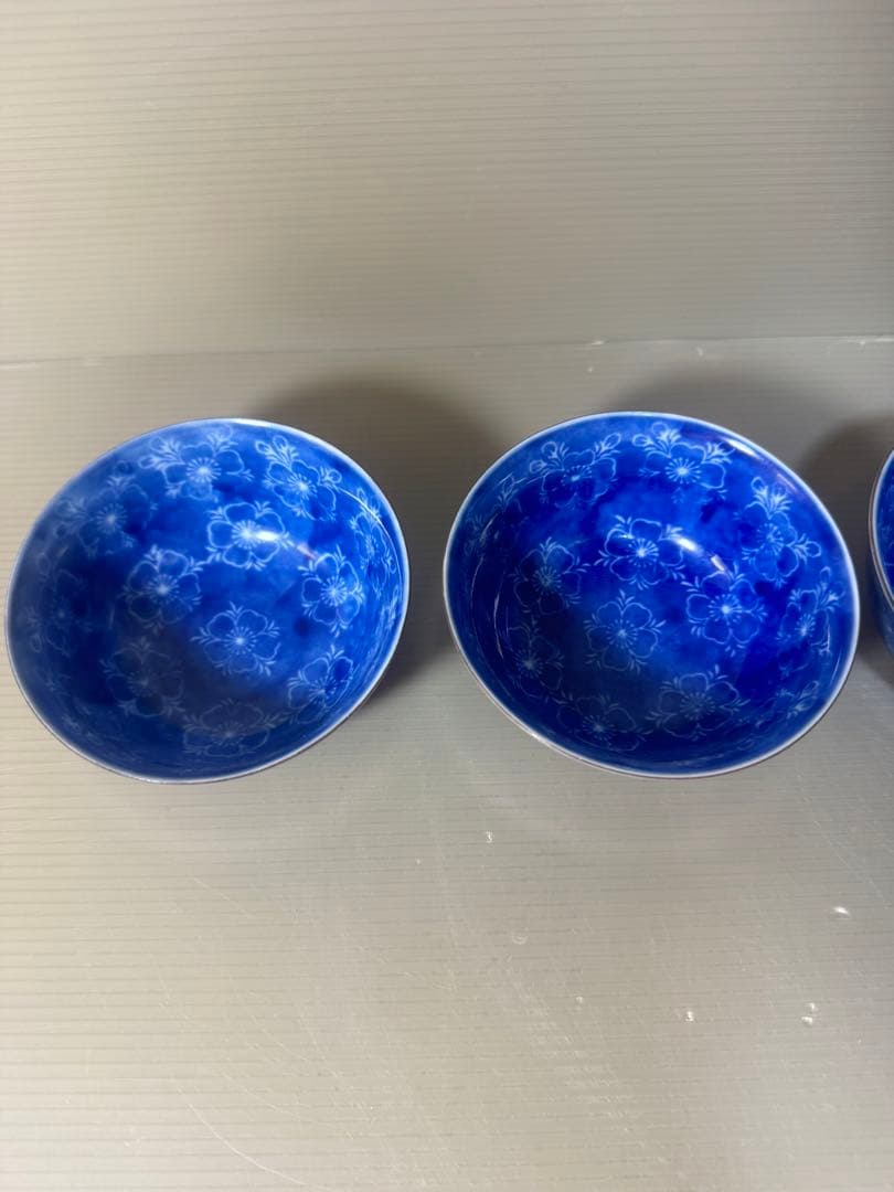 2402  深川製磁　白桜花柄　湯呑　4客