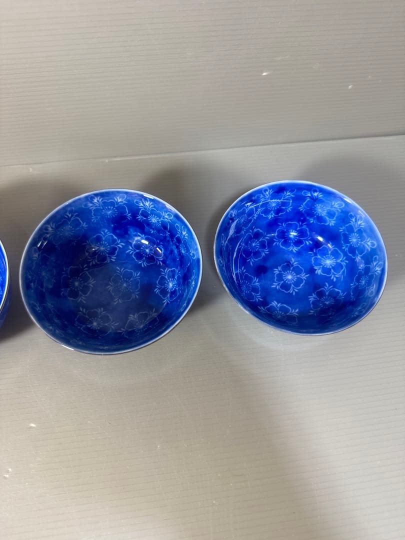2402  深川製磁　白桜花柄　湯呑　4客