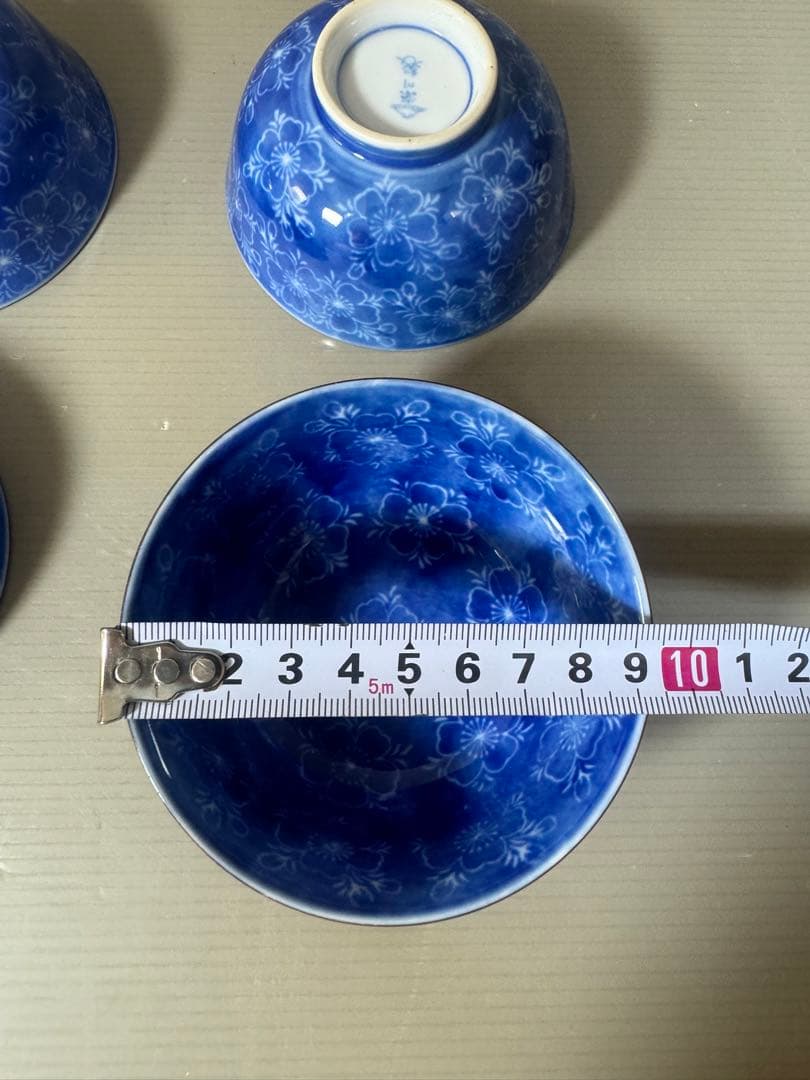 2402  深川製磁　白桜花柄　湯呑　4客