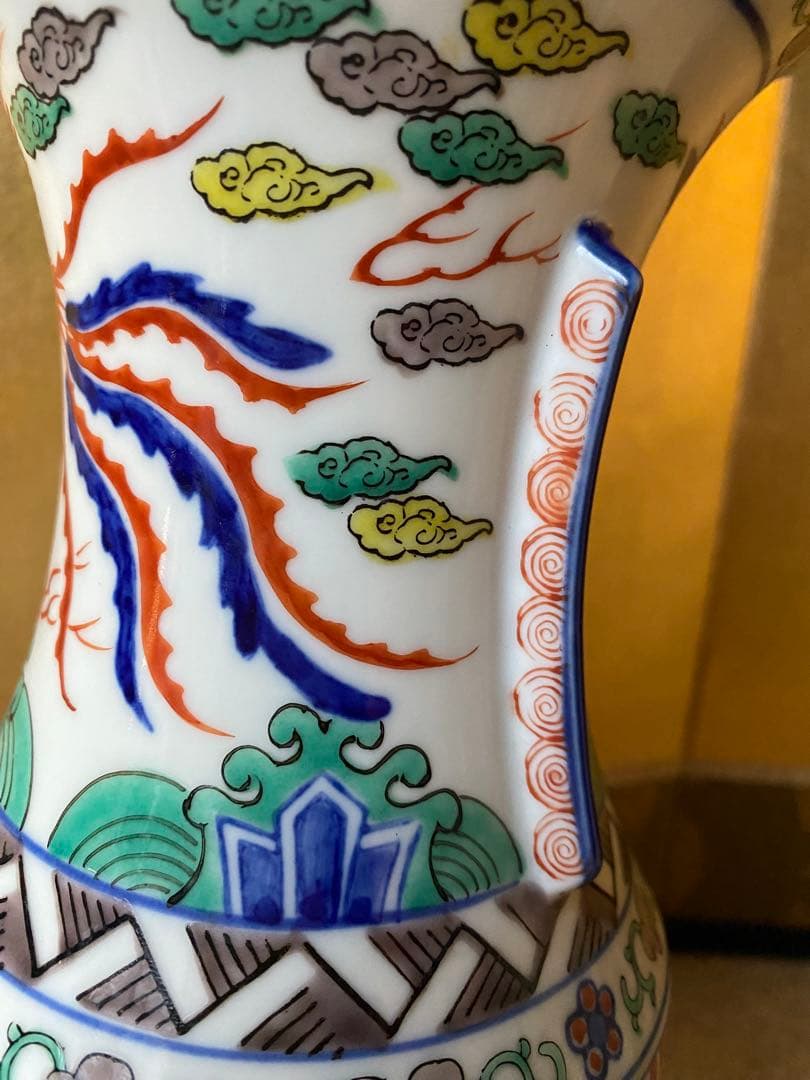 大明萬暦年製銘 染付赤絵花瓶　30.5㎝