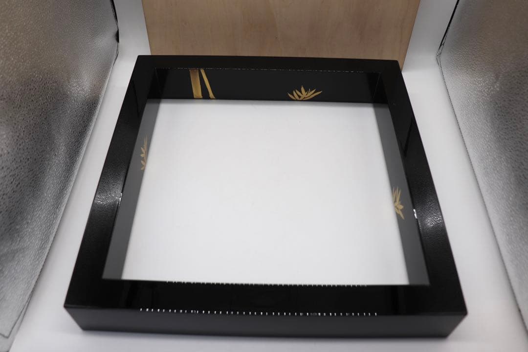 江岳作　高級　極眞　炉縁　本漆黒塗立　蒔絵　共箱　送料込み0307