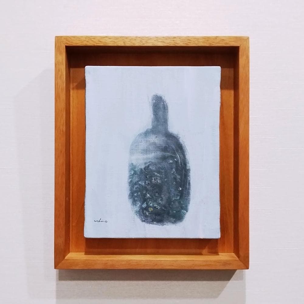 内野隆文　ワインボトル　絵画　F0号　静物画　キャンバス　現代アート　美術　額付