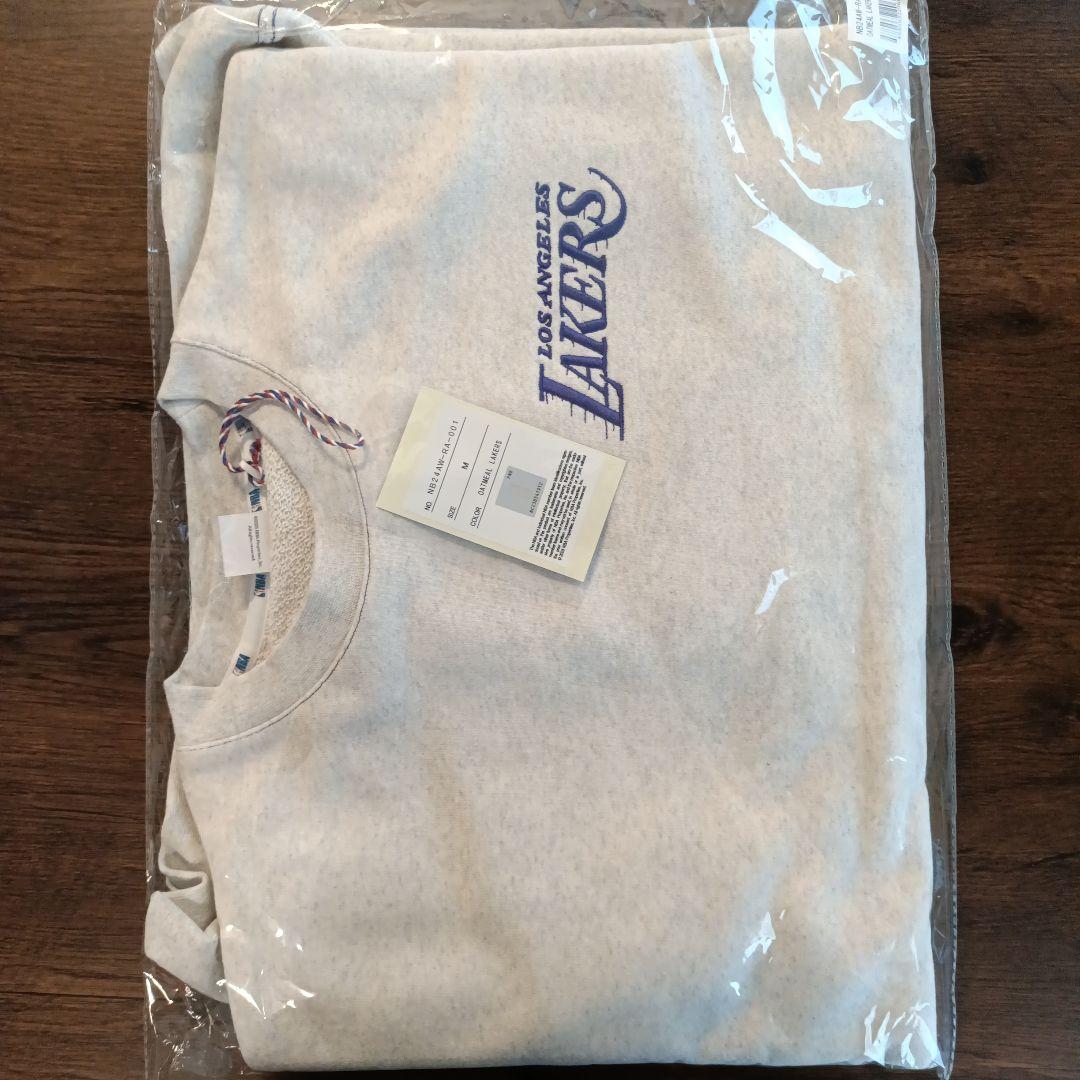 NBA 別注 チーム レタリング スウェット Lakers オートミール　M