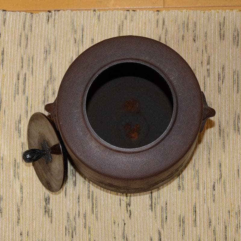 茶道具　雀鐶付竹紋釜　風炉釜　釣釜　大釻付　菊池正直　古物　送料込み