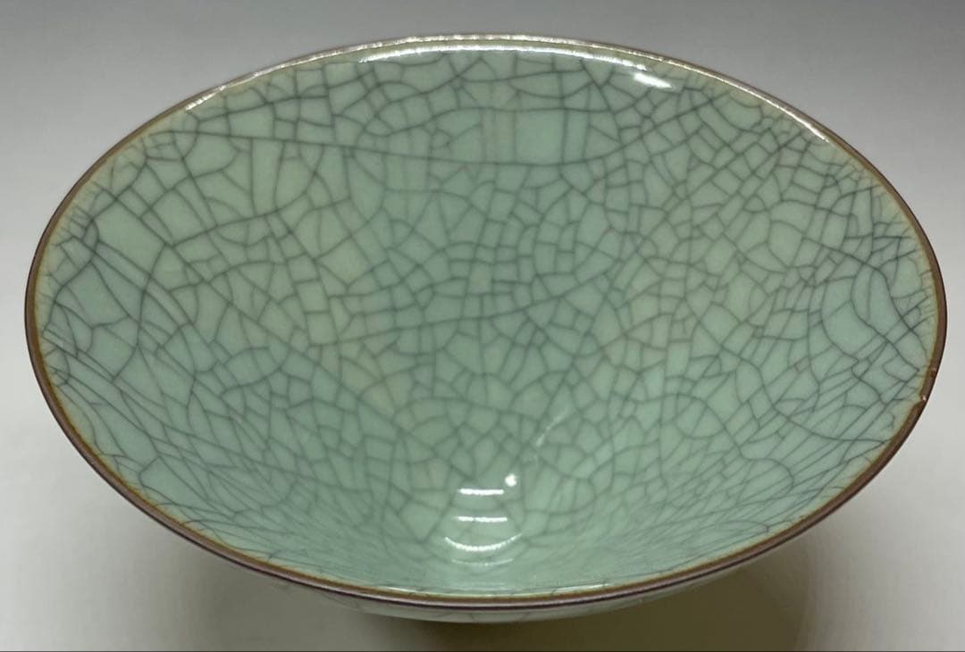 高麗青磁　李朝　茶碗　箱付　X559