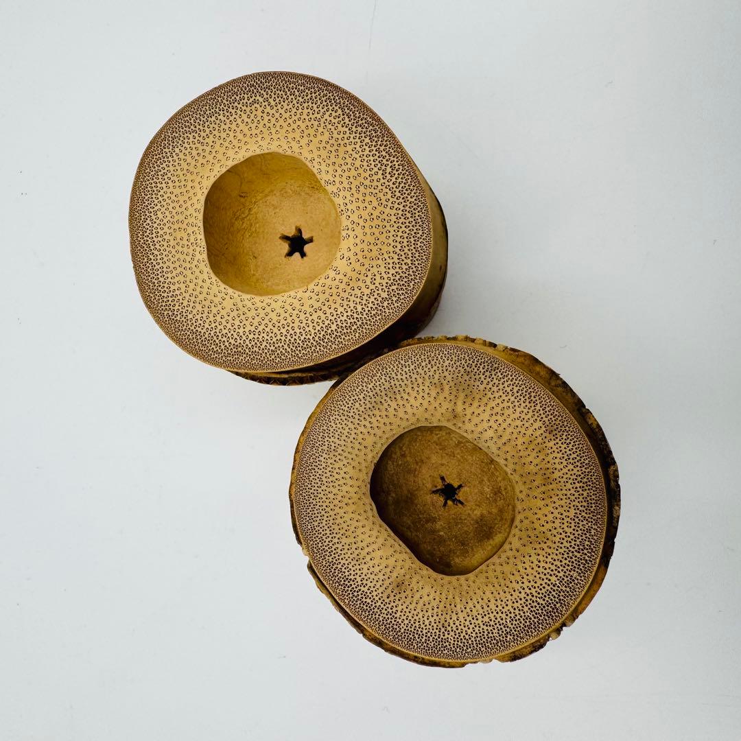 【宗篤作　小林太玄書付　竹蓋置一双】共布　共箱　茶道具　竹細工