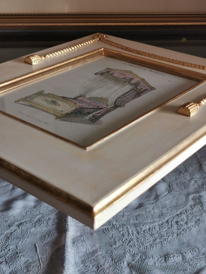 アンティークフランス ルイ16世式天蓋ベッド イタリア額装 マリーアントワネット