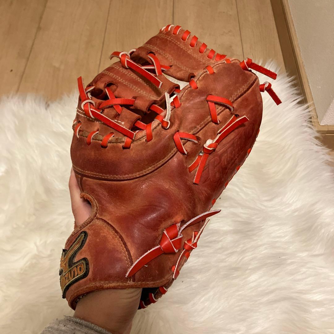 Mizuno 軟式グローブ ブラウン オレンジレース