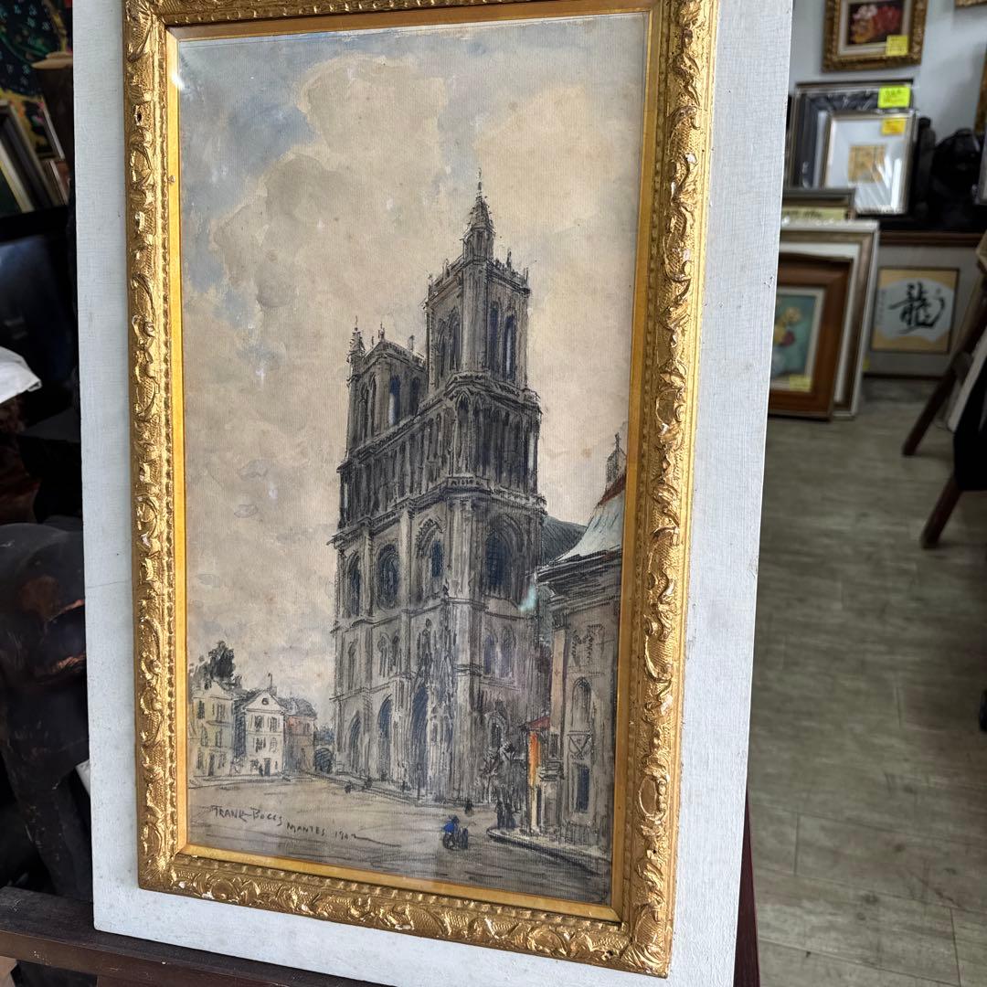 フランク、マイヤー、ボック　水彩画1934年　教会前のマンテス達　輸入された状態