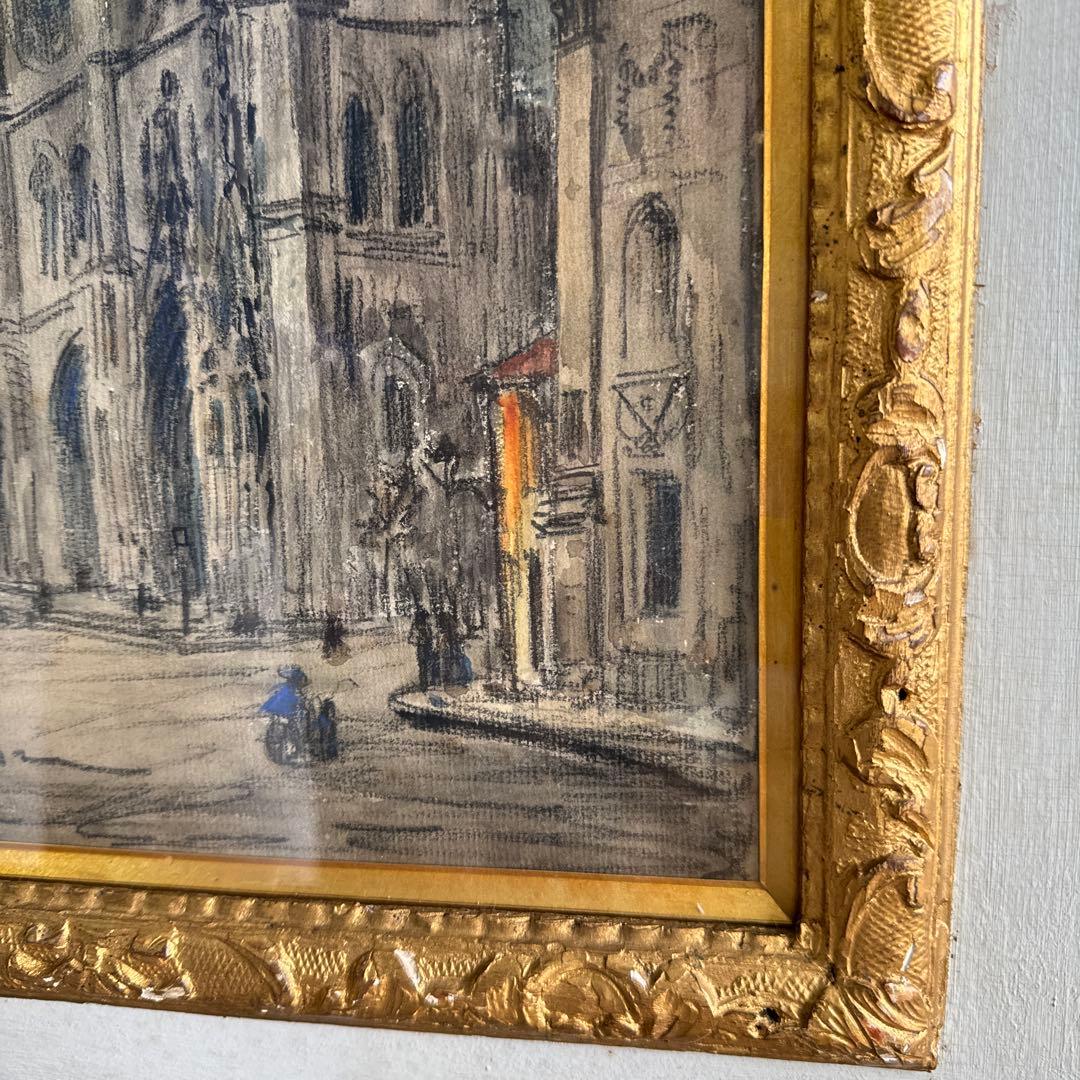 フランク、マイヤー、ボック　水彩画1934年　教会前のマンテス達　輸入された状態