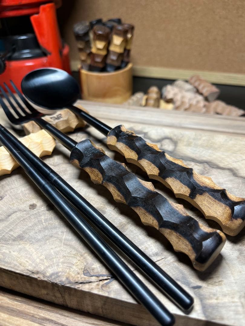 elk grip カトラリーセット　シャム柿