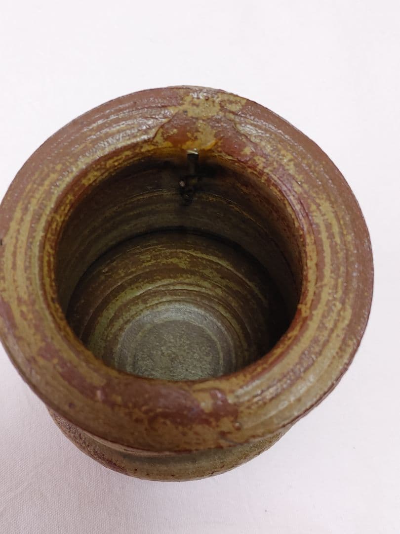 美濃雅山窯　灰釉掛花入　中島正雄作