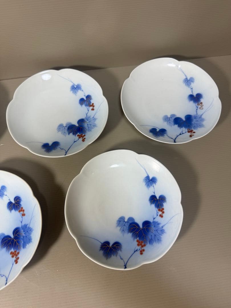 2206  有田焼 芳祥堂特製　葡萄瑠璃　皿　5客