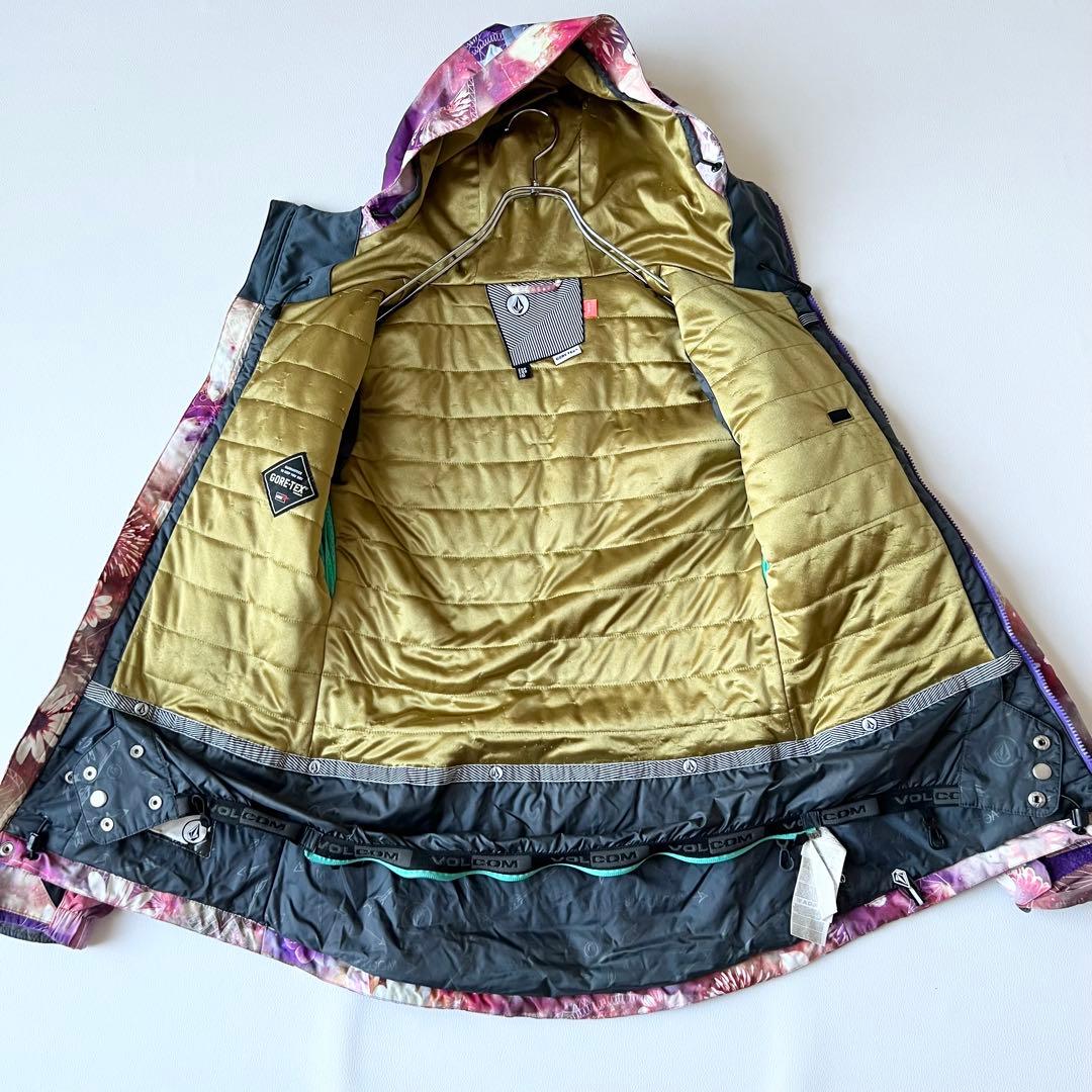 3236【美品】ボルコム　ジャケット ゴアテックス 総柄 花柄　S ピンク