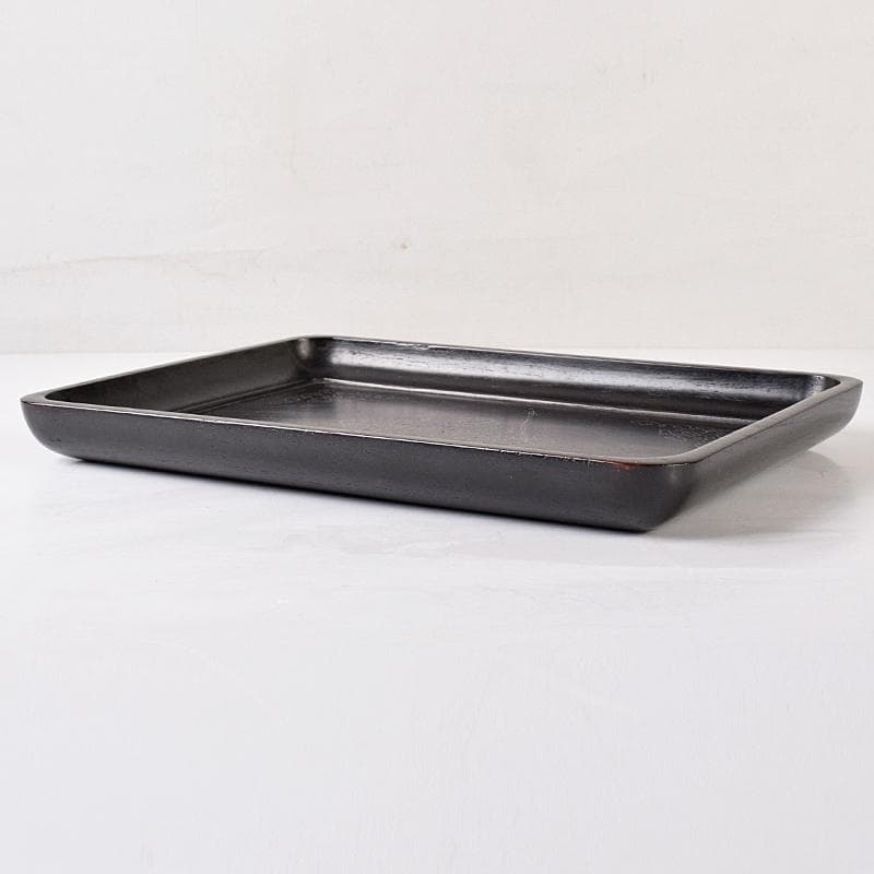 煎茶道具　鳥谷銘　唐木紫檀製　銀象嵌 　無垢刳り貫き　煎茶盆　香盆　DR8484