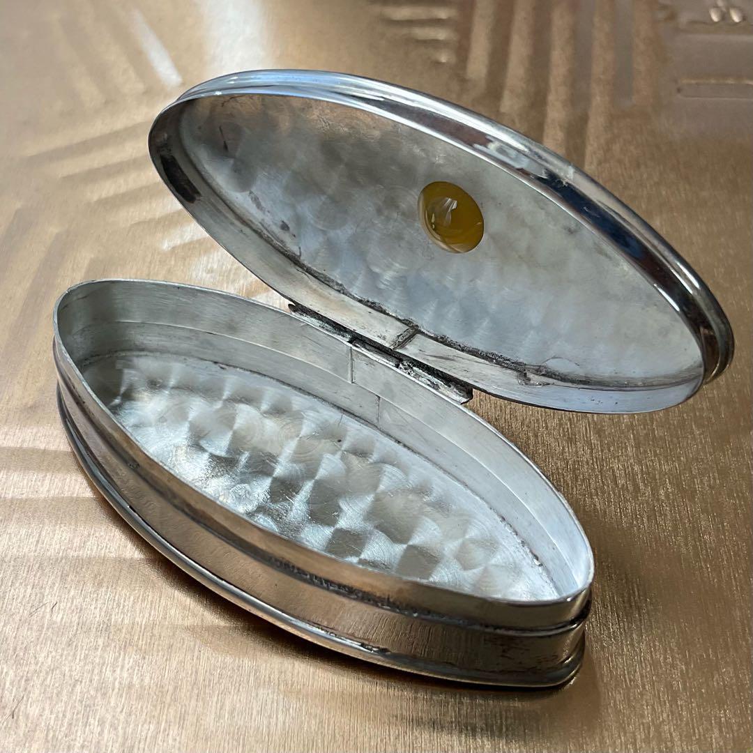 アンティークピルケース　シルバーとマーカサイト　小物入れ　銀雑貨　蚤の市