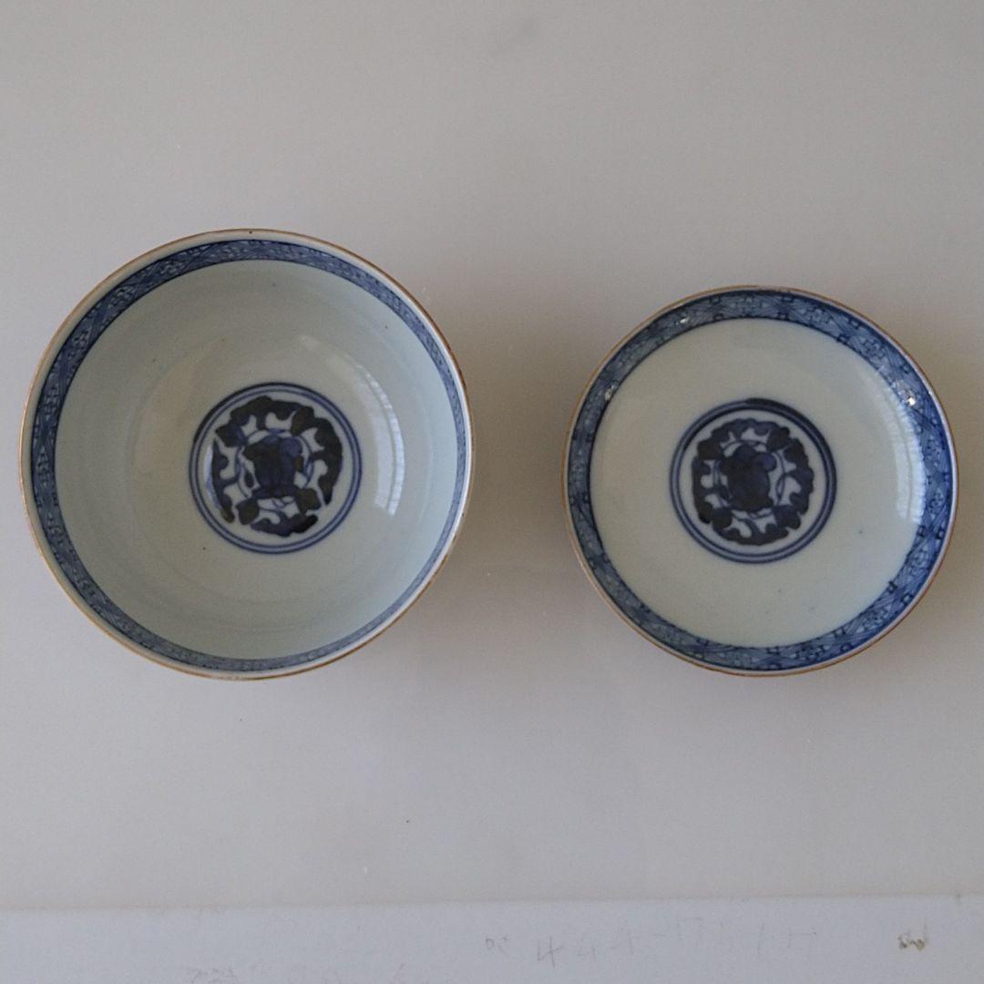 NO.14伊萬里色絵蘭人蘭船図蓋付茶碗五客