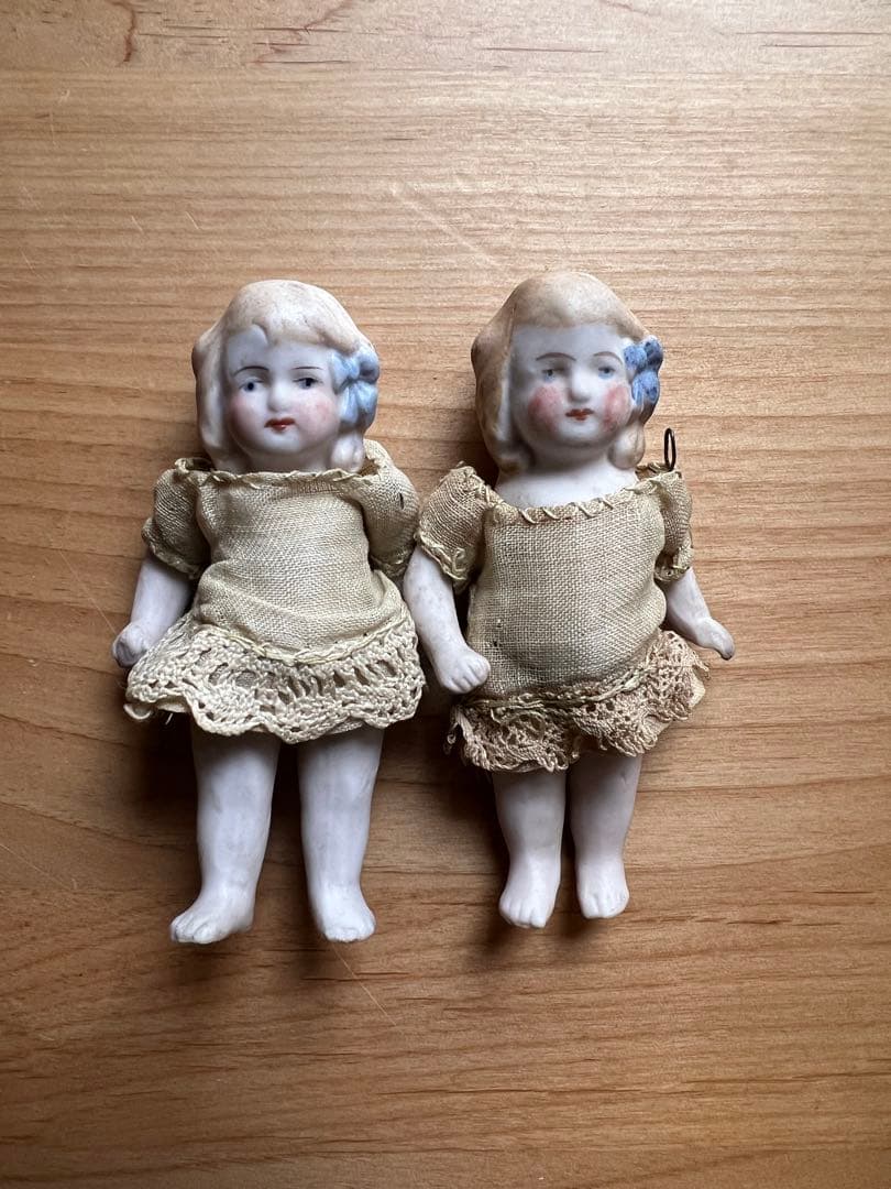 【アンティーク】ドイツ製オールビスクドール 9cm 2体セット