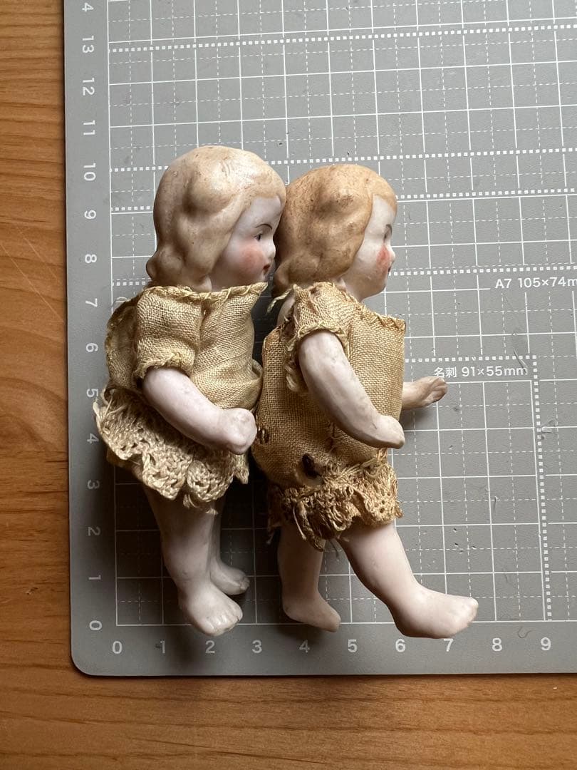 【アンティーク】ドイツ製オールビスクドール 9cm 2体セット