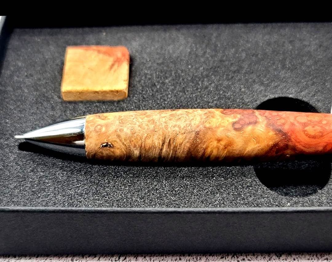 新品　こぶた工房　極上花梨瘤紅白　シャープペンシル0.5